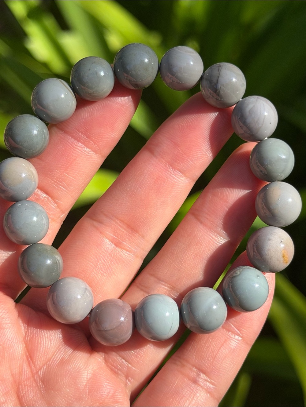 Gray Agate Beaded Stretch Bracelet - Unbranded Palo
